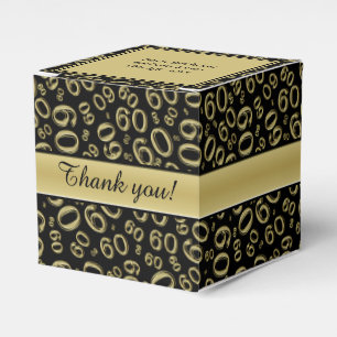 Thank You 60th Number Pattern Gold/Black Favour Box