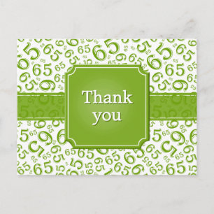 Thank You 65 Number Pattern Green/White Postcard
