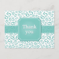 Thank You 65 Number Pattern Teal/White