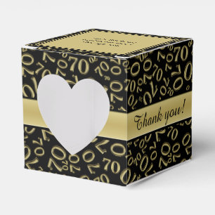 Thank you 70th Birthday Gold/Black Number Pattern Favour Box