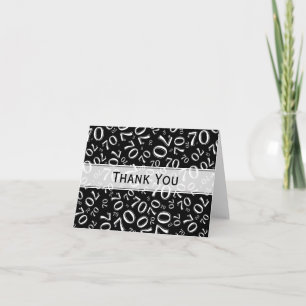 Thank You 70th Birthday Number Pattern Black/White Card