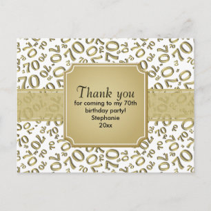 Thank You 70th Birthday Number Pattern Black/White Postcard
