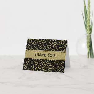 Thank You 70th Birthday Number Pattern Gold/Black Card