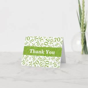 Thank You 70th Birthday Number Pattern Green/White