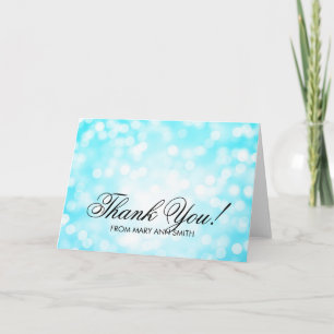 "Thank you" 70th Birthday Turquoise Glitter Lights Thank You Card