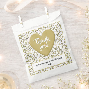 Thank You 70th Random Number Pattern Gold/White Favour Bag
