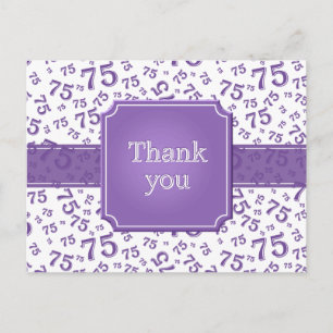 Thank You 75 Number Pattern Purple/White Postcard