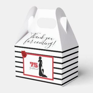 THANK YOU 75th Birthday Party Black/Red Elegant  Favour Box