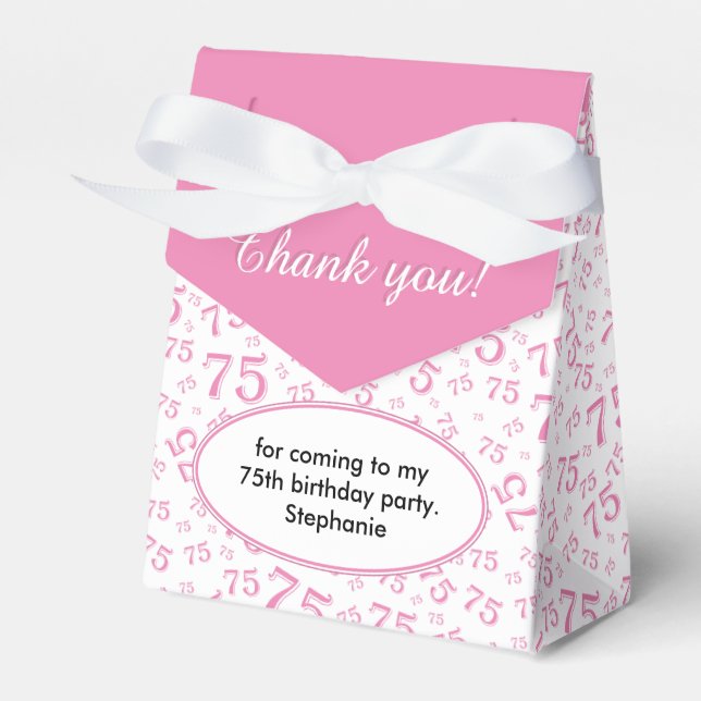 Thank You 75th Pink/White Random Number Pattern Favour Box (Front Side)
