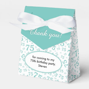 Thank You 75th Teal/White Random Number Pattern Favour Box