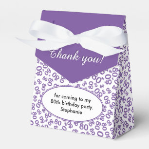 Thank You 80th Birthday Purple Number Pattern Favour Box