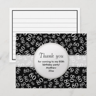 Thank You: 80th Black/White Bday Number Pattern
