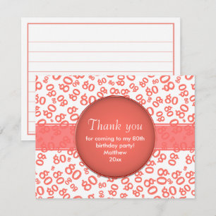 Thank You: 80th Coral/White Random Number Pattern