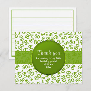 Thank You: 80th Green/White Bday Number Pattern