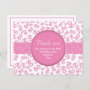 Thank You: 80th Pink/White Bday Number Pattern
