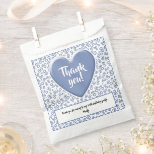 Thank You 80th Random Number Pattern Blue/White Favour Bag