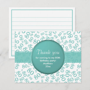 Thank You: 80th Teal/White Bday Number Pattern