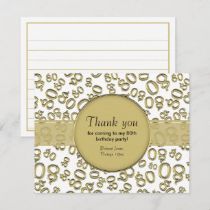 Thank You: 80th White/Gold Bday Number Pattern