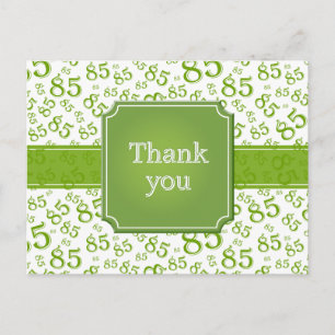 Thank You 85 Number Pattern Green/White Postcard
