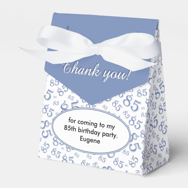 Thank You 85th Blue/White Random Number Pattern Favour Box (Front Side)