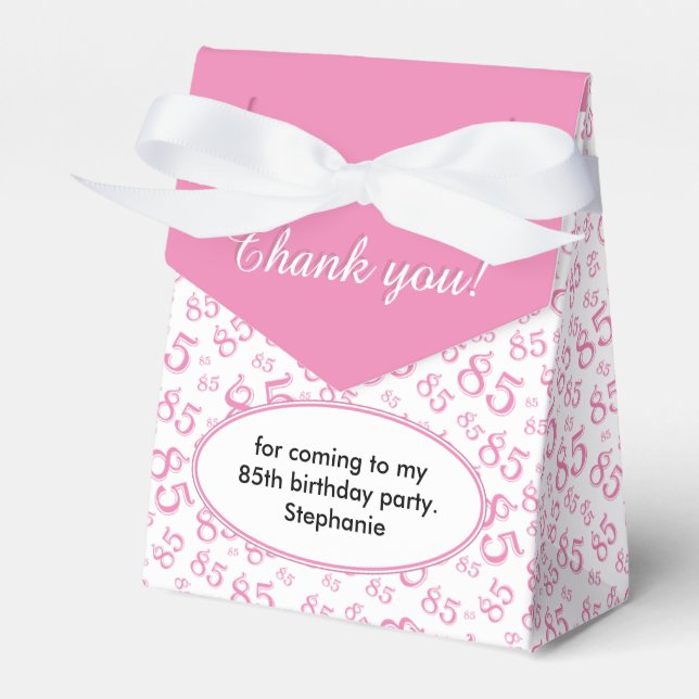 Thank You 85th Pink/White Random Number Pattern Favour Box (Front Side)