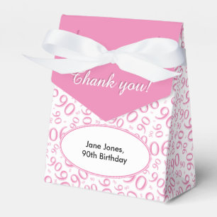 Thank You 90th Birthday Pink/White Pattern Favour Box