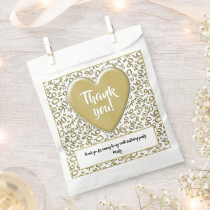 Thank You 90th Random Number Pattern Gold/White Favour Bag