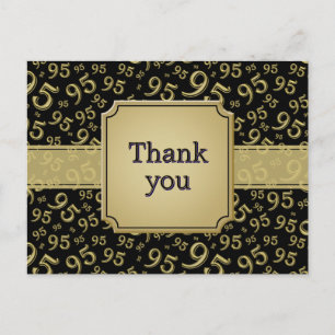 Thank You 95 Number Pattern Gold/Black Postcard