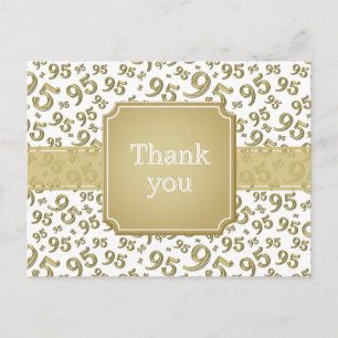 Thank You 95 Number Pattern Gold/White Postcard