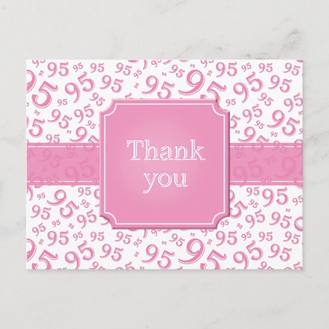 Thank You 95 Number Pattern Pink/White Postcard (Front)