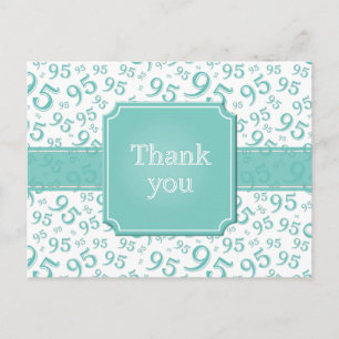 Thank You 95 Number Pattern Teal/White Postcard