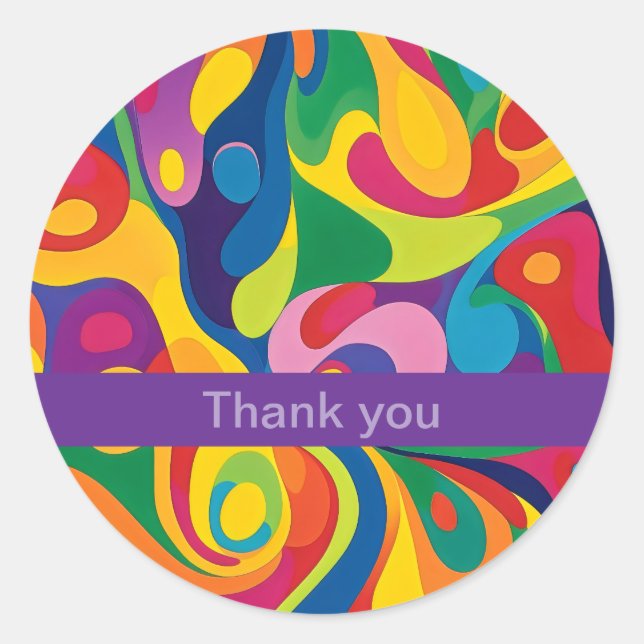Thank you abstract colour flow classic round sticker (Front)