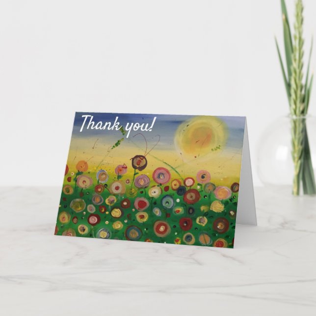 Thank you Abstract Poppy Field Thank you card (Front)