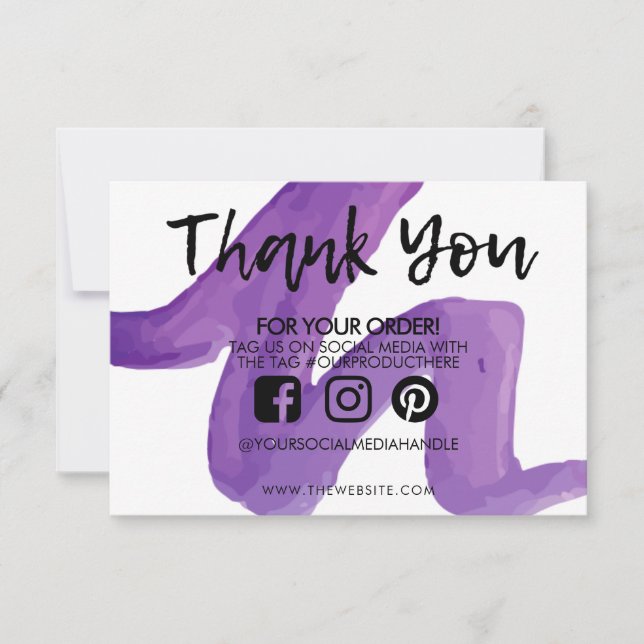 Thank you Abstract Purple Watercolor Media Insert (Front)