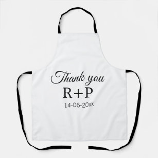 Thank you add couple name initial letter text date apron