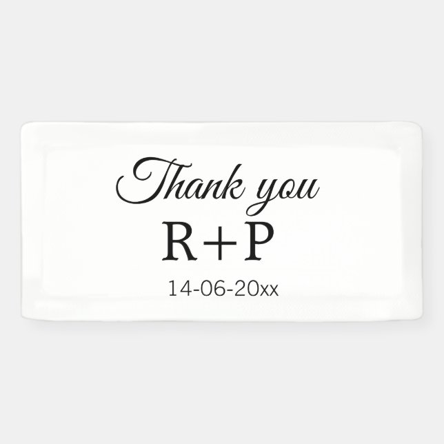 Thank you add couple name initial letter text date banner (Horizontal)