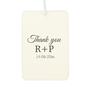 Thank you add couple name initial letter text date car air freshener
