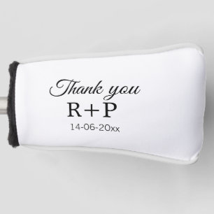 Thank you add couple name initial letter text date golf head cover