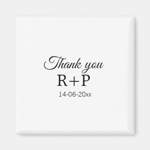 Thank you add couple name initial letter text date magnet