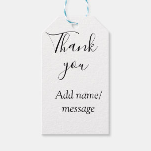 Thank you add name message simple stylish calligra gift tags