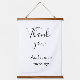 Thank you add name message simple stylish calligra hanging tapestry