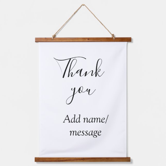 Thank you add name message simple stylish calligra hanging tapestry (Front)