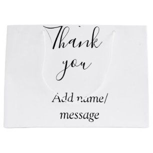Thank you add name message simple stylish calligra large gift bag