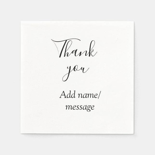Thank you add name message simple stylish calligra napkin (Front)
