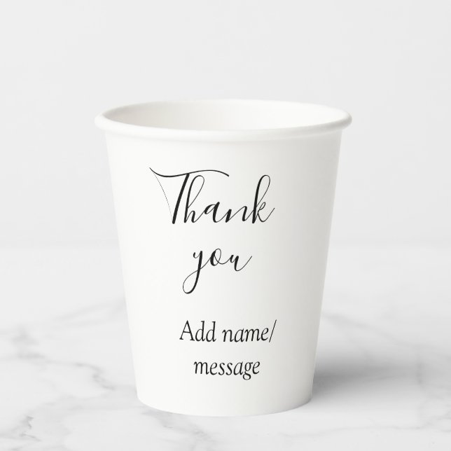 Thank you add name message simple stylish calligra paper cups (Front)