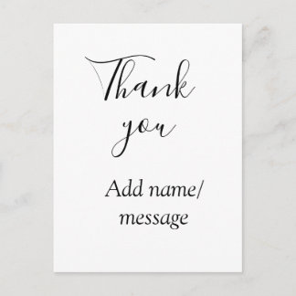 Thank you add name message simple stylish calligra postcard