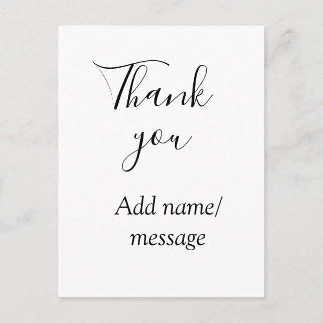 Thank you add name message simple stylish calligra postcard (Front)