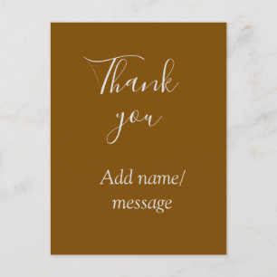 Thank you add name message simple stylish golden s postcard