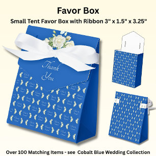 Thank You, & Add Your Names Cobalt Blue & White Favour Box