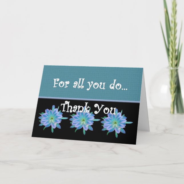 THANK YOU Admin Professionals Day BLUE FLOWERS Card (Front)